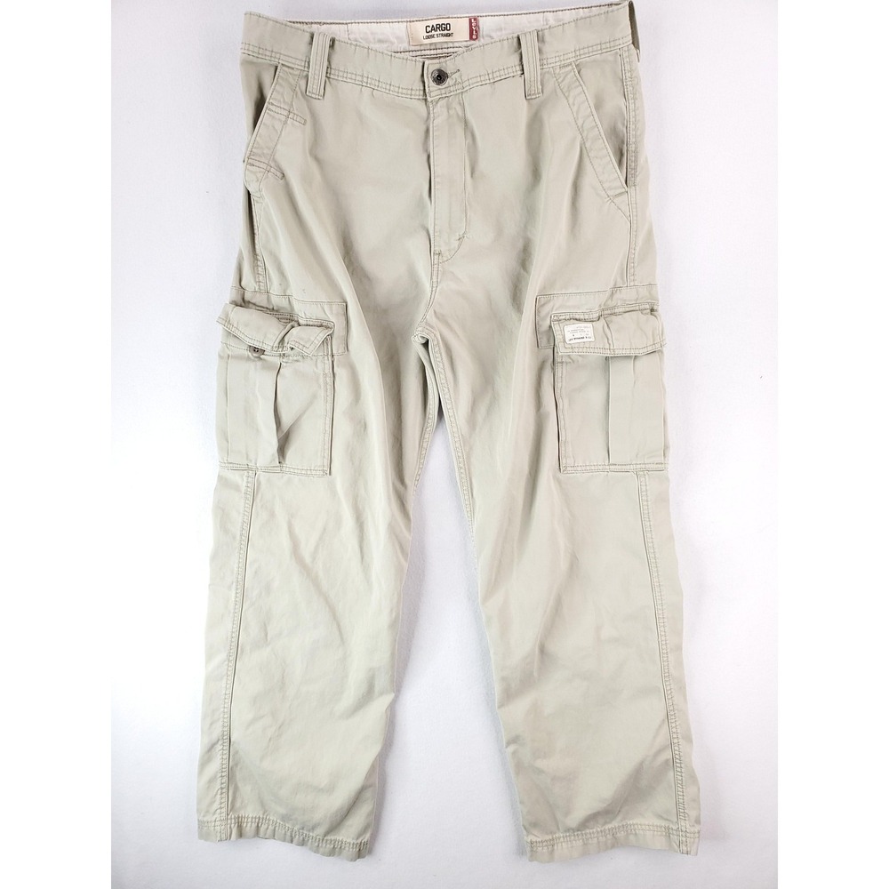 Levis Cargo Pants Mens 36x34 Beige Loose Straight Utility Pockets Skater Grunge